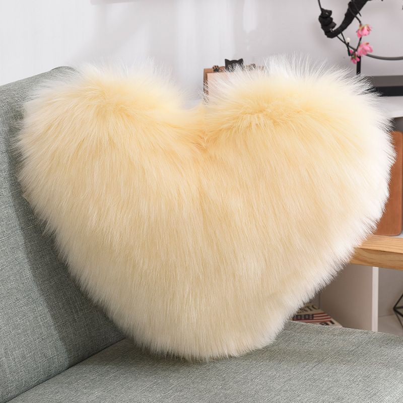 Love Heart-Shaped Plush Pillow Home Cushion Plush Sofa Waist Pad Office Seat Nap Wool-like Pillow