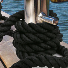 船用缆绳 涤纶绳工业用绳尼龙绳黑色船用缆绳游艇绳 可定制三股绳