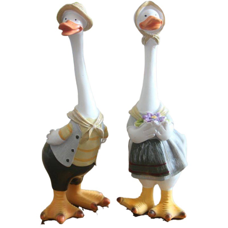 Cross-Border New Product Creative Cartoon Simulation Duck Home Garden Courtyard Decoration Resin Animal Hand Painting Craft