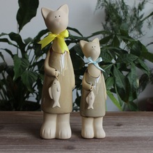 供应窑变陶瓷小猫工艺品 创意家居情侣猫工艺摆设 7407
