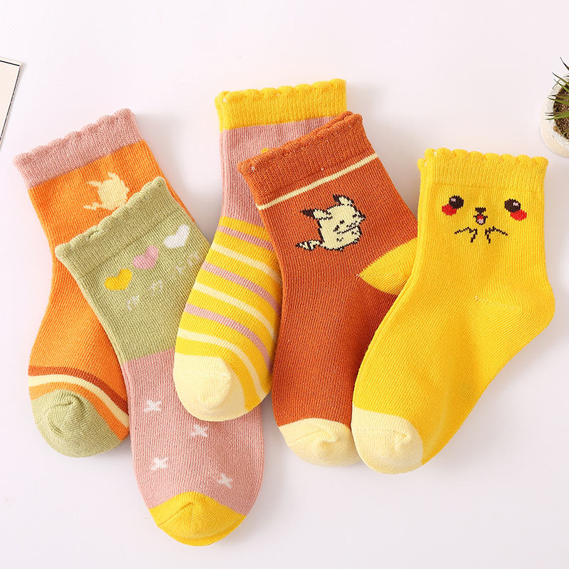 24 New Children's Socks Spring and Summer Combed Cotton Baby Cartoon Boys and Girls Mid-Calf Socks Medium and Large Children's Socks Wholesale