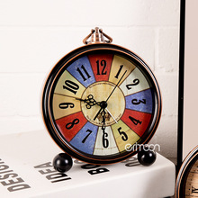 欧式金属复古座钟美式创意电子闹钟学生夜光个性简约静音指针台钟
