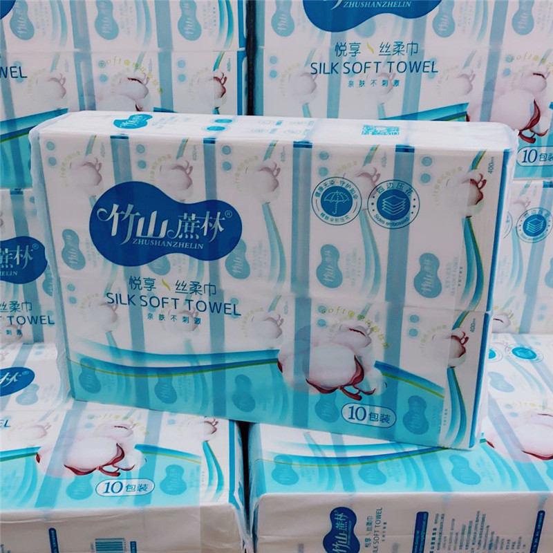 竹山蔗林棉柔抽纸原生木桨丝柔巾可湿水加大纸巾1