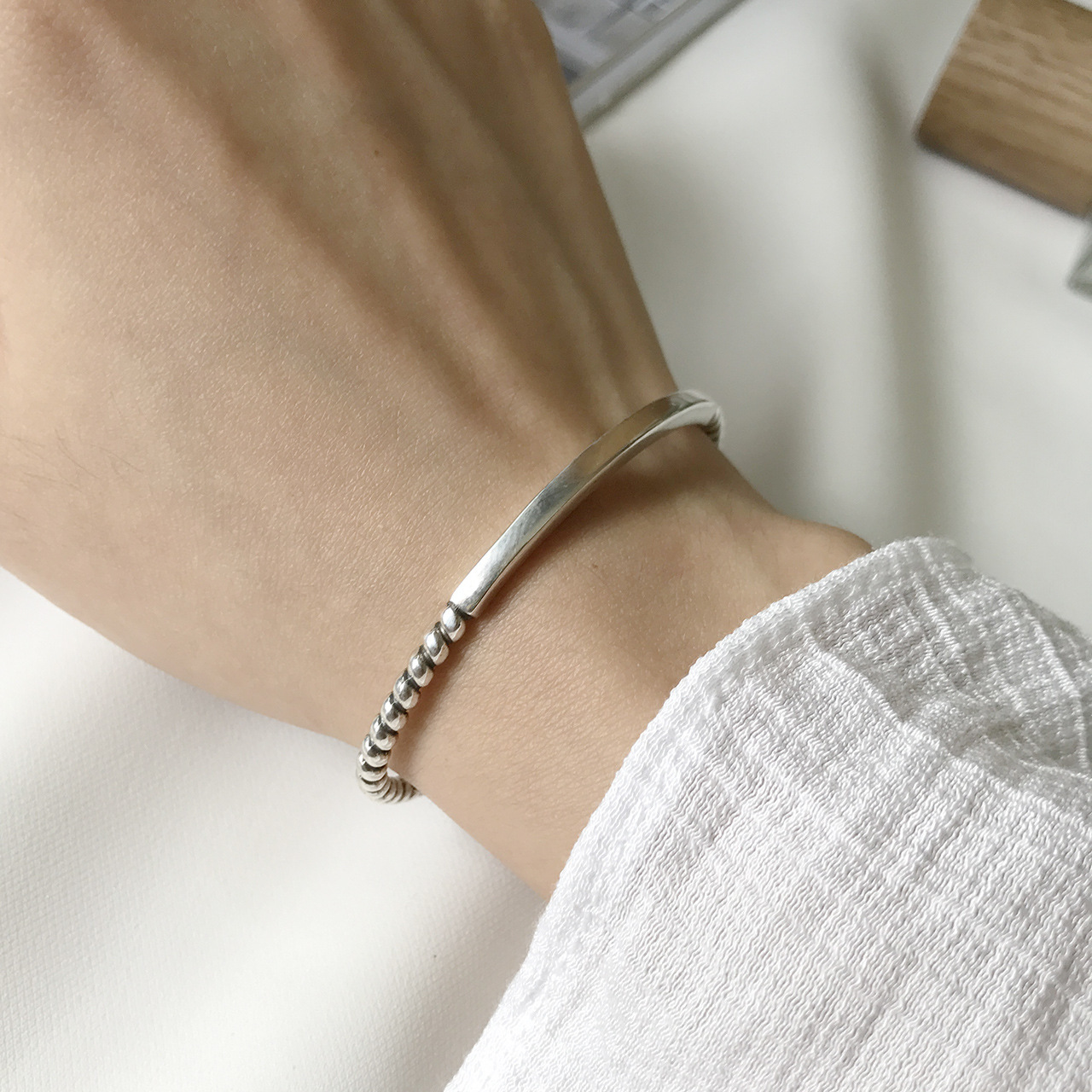 韩国韩版s925纯银简约复古做旧麻花绞绳开口古银手镯手环-阿里巴巴