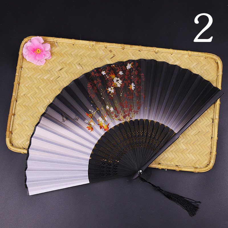 Archaic Folding Fan Summer Portable Chinese Style Dance Female Fan Bamboo Raw Silk Fan Japanese Style Fan Factory Wholesale