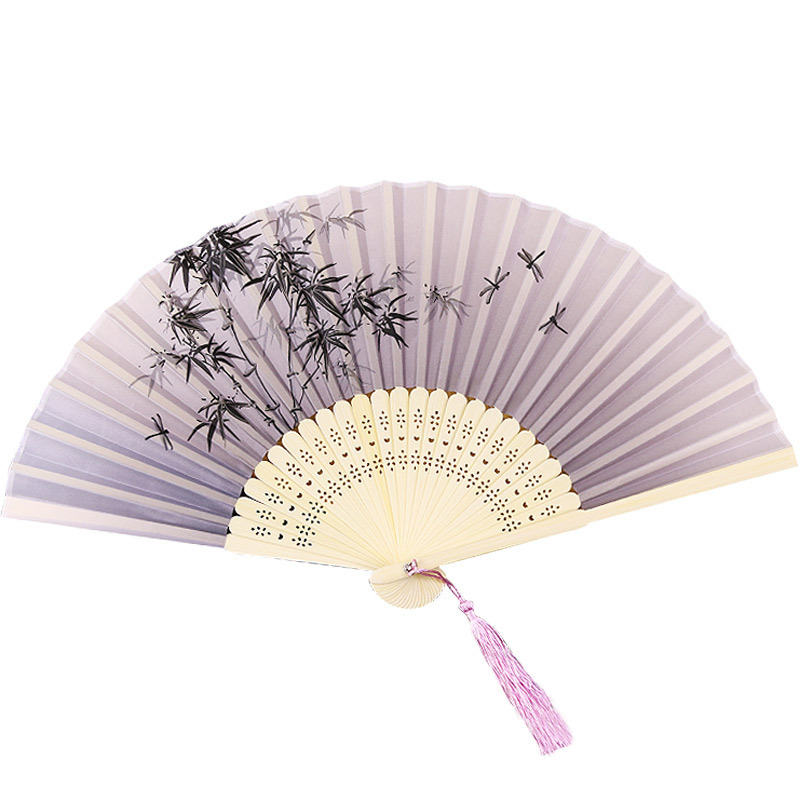 Archaic Folding Fan Craft Gift Fan Erqing Japanese Style Hanfu Dance Fan Portable Spun Silk Fan Female Fan Factory Wholesale
