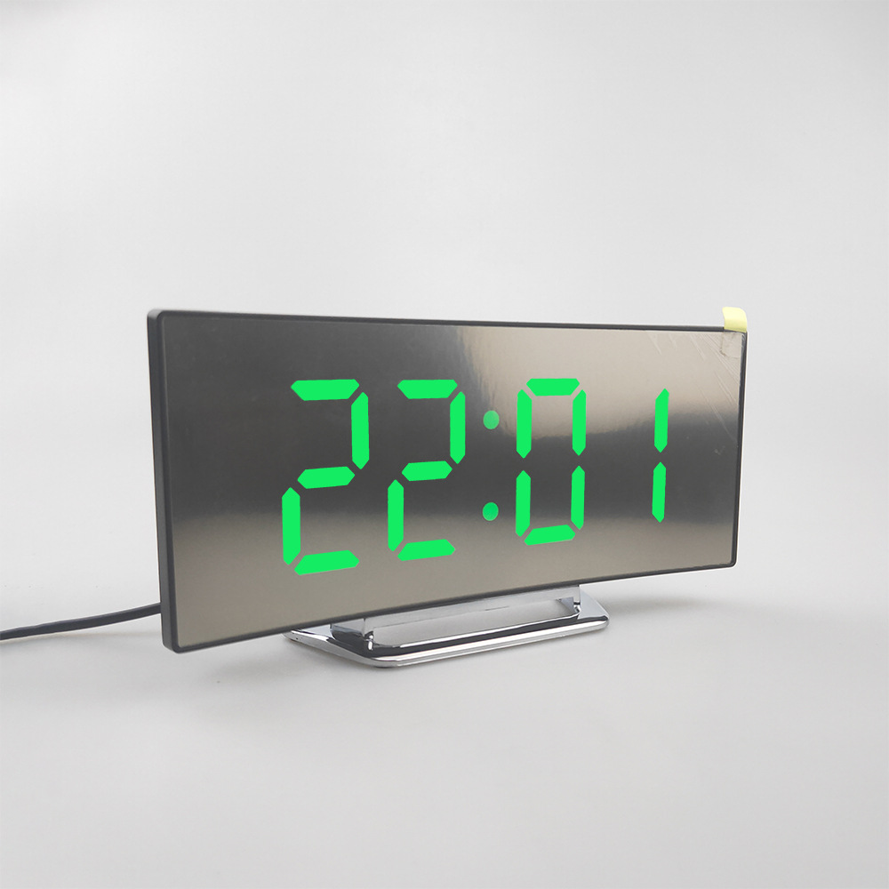 2022 hot selling curved surface led clock factory direct sales student alarm clock creative electronic clock