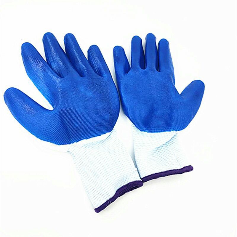 加厚浸胶手套 耐磨乳胶手套线手套 弹力蓝胶点胶手套工地劳保手套
