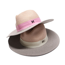 爆款帽明星同款时尚草帽女夏新款绑带小清新百搭沙滩帽M标遮阳帽