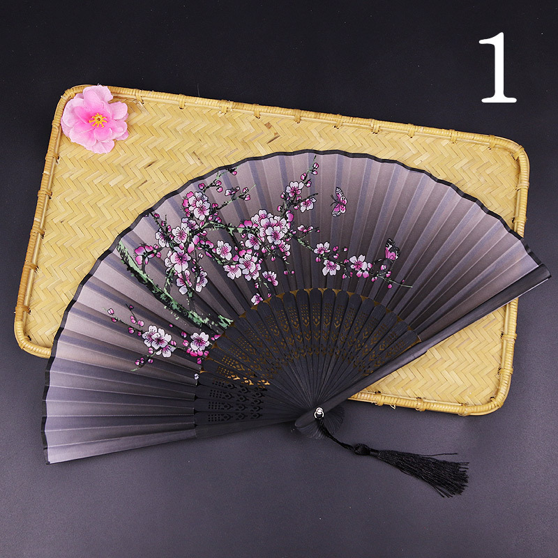 Archaic Folding Fan Summer Portable Chinese Style Dance Female Fan Bamboo Raw Silk Fan Japanese Style Fan Factory Wholesale