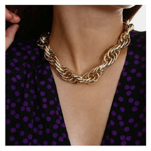 跨境金色项链 欧美创意时尚复古朋克风粗链条锁骨链 15410