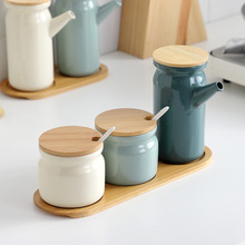 创意北欧厨房调味罐家用陶瓷调料盒套装收纳陶瓷油瓶调味料罐套装