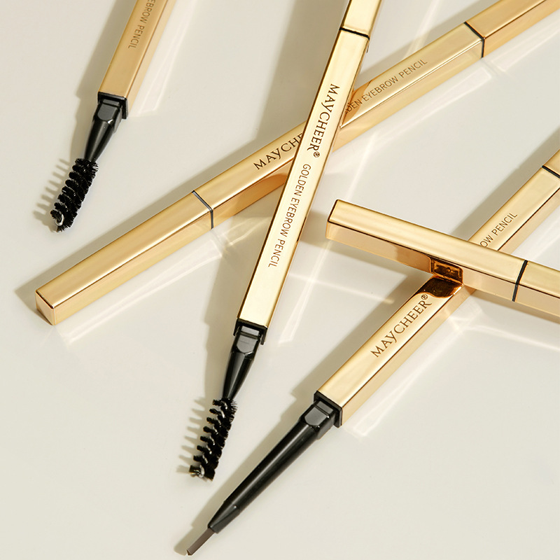 Internet Celebrity Small Gold Bar Double-Headed Eyebrow Pencil Ultra-Fine Small Gold Chopsticks Waterproof Sweat-Proof Long Lasting Non Smudge Smear-Proof Makeup Natural Misty Eyebrow