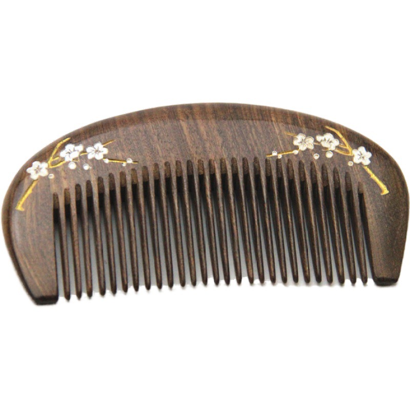 Natural Ebony Golden Sandalwood Ebony Wooden Comb Log Health Massage Small Comb Inscribed Gift Logo Gift Box Packaging