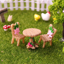 田园风格圆桌椅摆件微景多肉娃娃屋沙盘模型装饰品迷你咖啡桌椅子