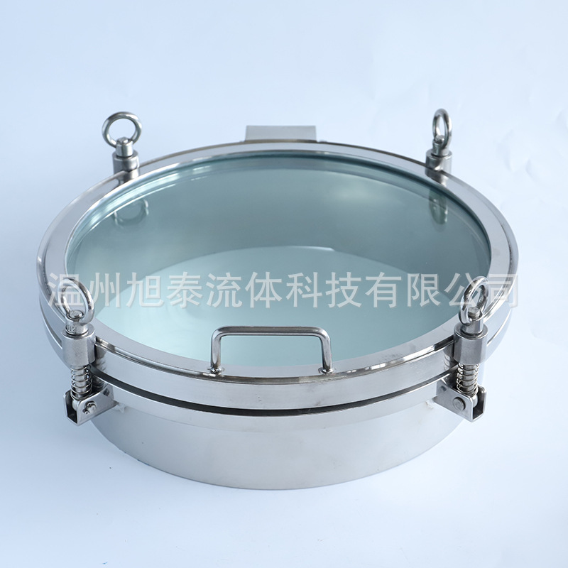 厂家直供 304不锈钢 全视镜压力人孔盖 圆形卫生级压力型人孔盖