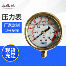 YYST管道式压力表水处理用耐震压力表测量0-0.6MPA工业精密压力表