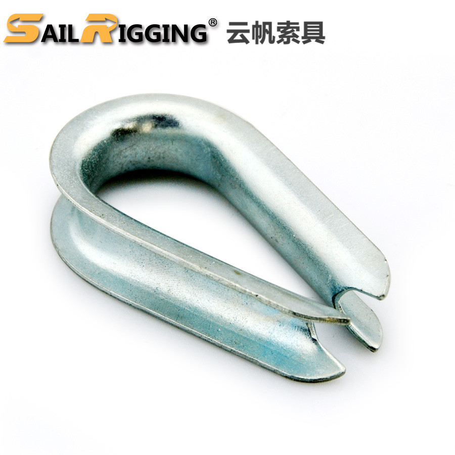 青岛云帆直供高品质电镀锌鸡心环 船用钢丝绳套德标6899a套环