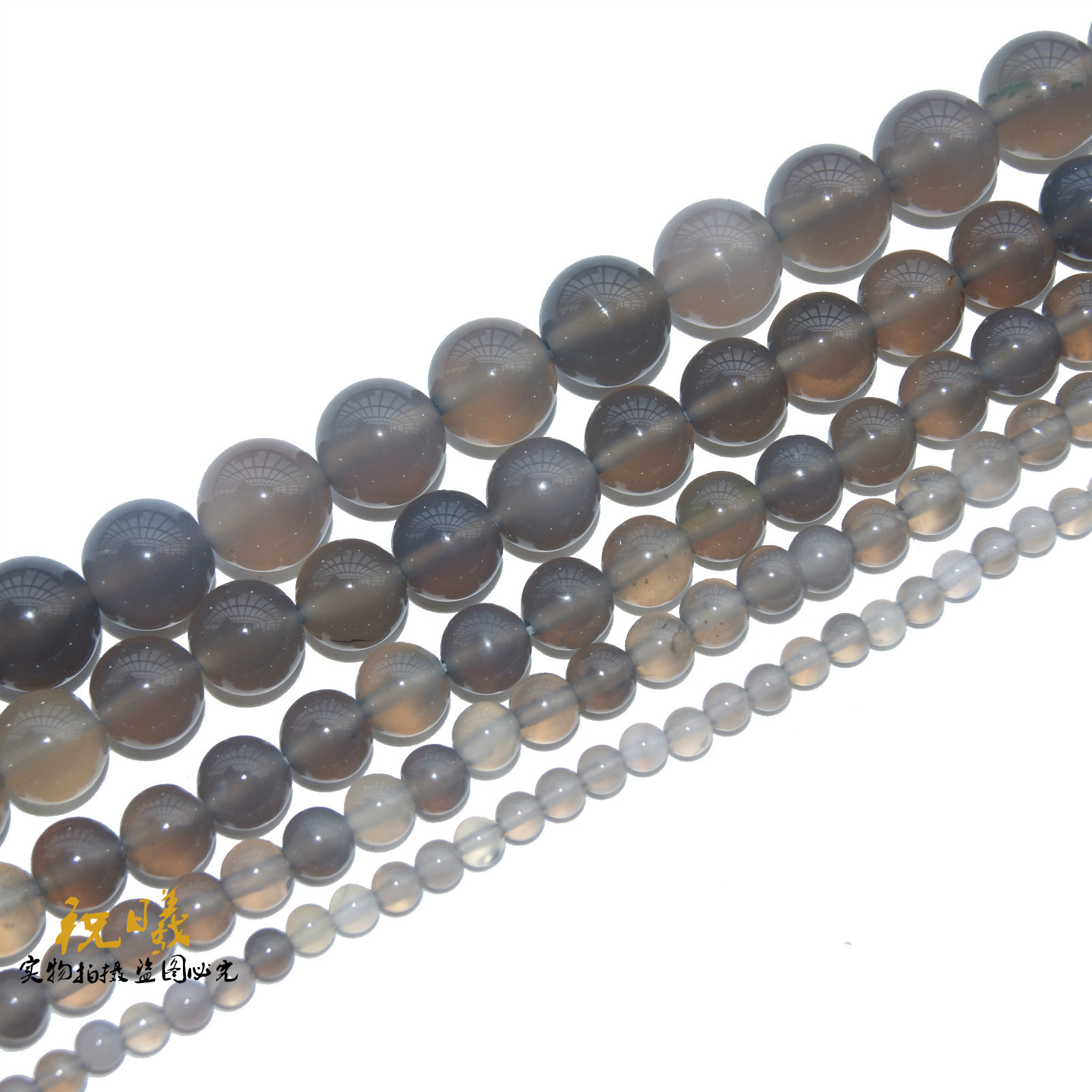 天然灰玛瑙散珠 灰玛瑙圆珠饰品 玛瑙风化diy手链半成品配件批发