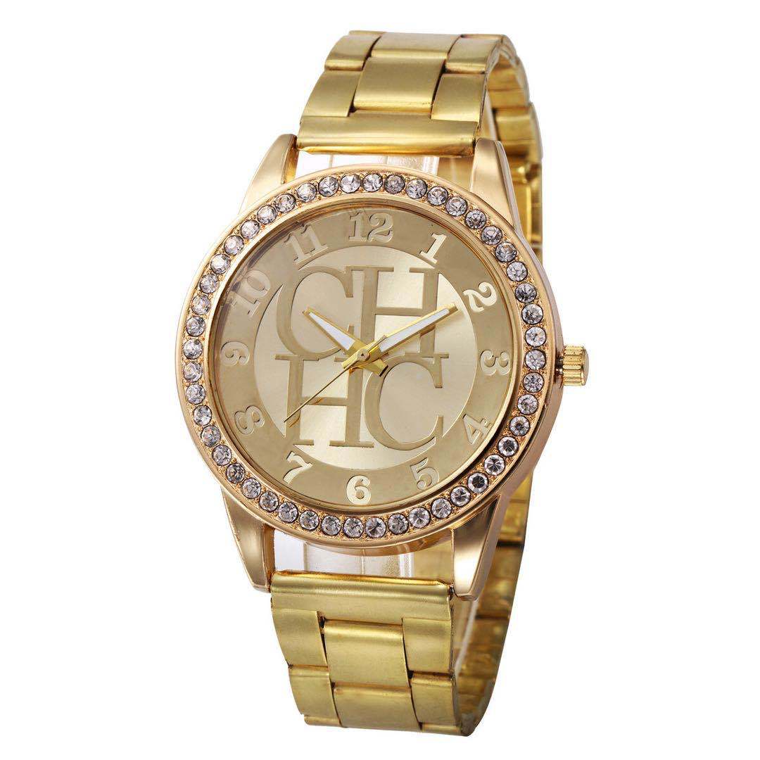 厂家一件代发速卖通新款欧美合金镶钻时尚潮流钢带男士礼品手表