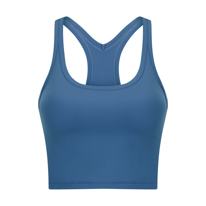 Fashionable All-Match New Yoga Vest with Chest Pad Women's Skin-Friendly Nude Feel Training Fitness Shockproof Sports Underwear