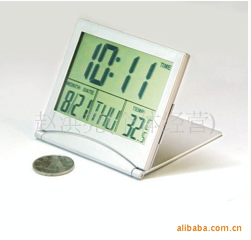 Foldable Desktop Perpetual Calendar Electronic Clock Ultra-Thin Travel Bag Date Temperature Alarm Clock Printable Logo