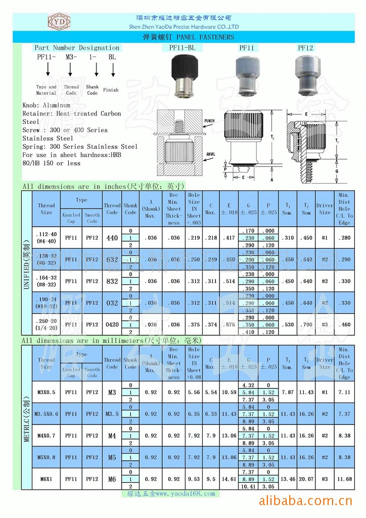 本公司供应耀达提供 松不脱螺钉 pf11/pf12/pf15/pf16螺钉 高品质