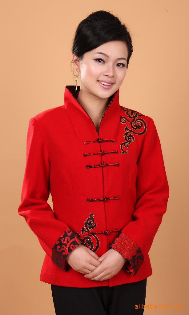 中老年女装妈妈装冬款女装风衣羊毛尼唐装旗袍上衣工作服演出服装