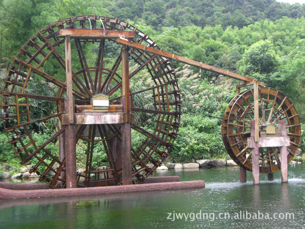 防腐木大型景观水车黄河水车龙骨水车木制品荷兰风车