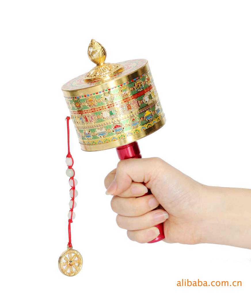 宗教厂家供应订制铜材镀金转经轮手摇 转经筒手摇 寺庙镇宅之宝
