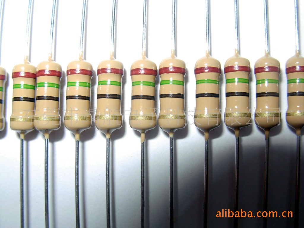 现货供应优质色环电阻1w编带碳膜四色环插件电阻器=cf1w -5%