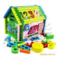 儿童益智玩具 多彩木质 智慧屋/数字/形状/拆装屋 组合积木