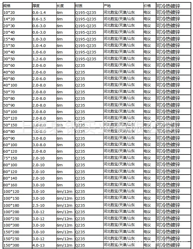 25*50矩形管 50*25镀锌矩形管 特殊规格可定制
