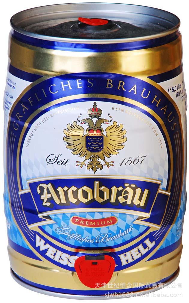 德国啤酒 阿科博 皇家伯爵白啤 桶装5l 原装进口 批发代理团购