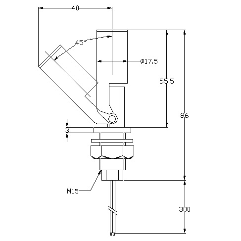鸭嘴式浮球液位开关 水位开关 黑色侧装pp材质mr-l4