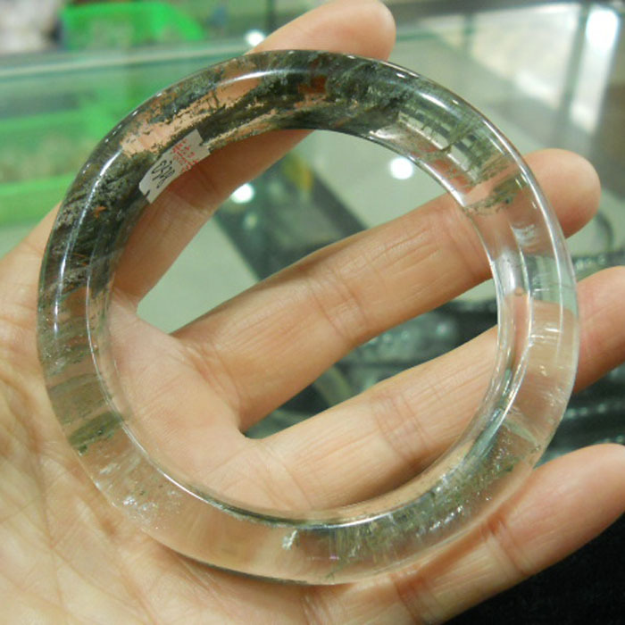 东海水晶天然绿幽灵手镯58mm