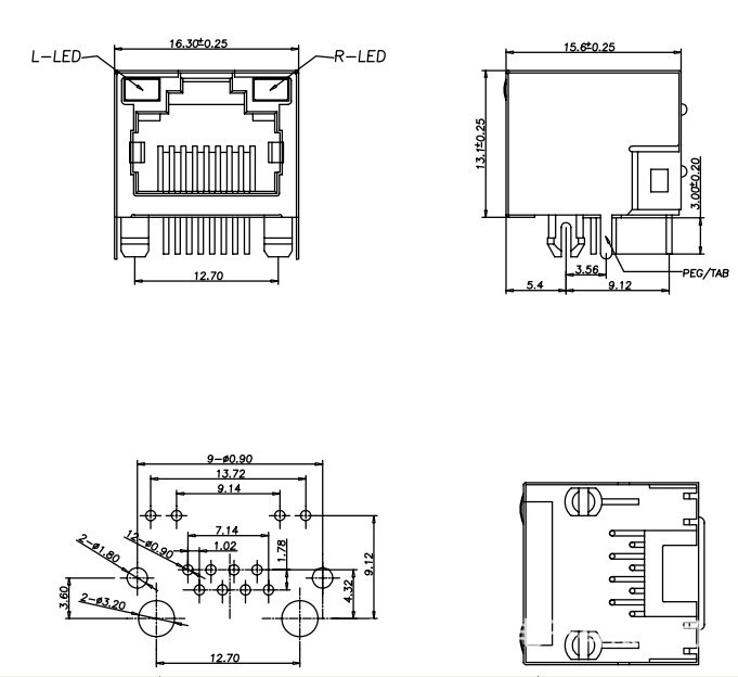 爆款rj45网络通讯接口模块 pcb板