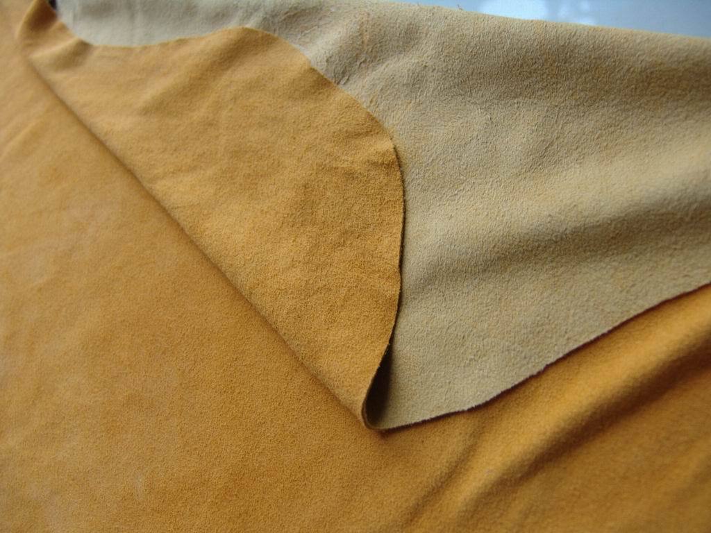 进口原材料 黄色鹿二层皮 双绒面皮 真皮鹿皮 0.7-0.8mm