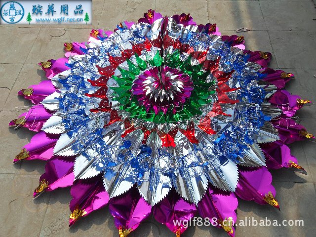 《厂家直销殡葬用品》批发供应1.8米精品双层亮纸花圈 伞花圈