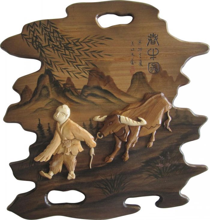 实木手工雕刻画 实木工艺礼品 厂家批发木制工艺品