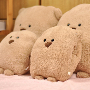 大脸方熊豆豆熊暖手捂插手枕暖手保暖插手抱枕靠枕毛绒玩具礼物