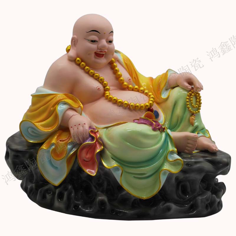 批发陶瓷弥勒佛 家居饰品  鸿鑫陶瓷 28cm精品坐石弥勒佛宗教佛像