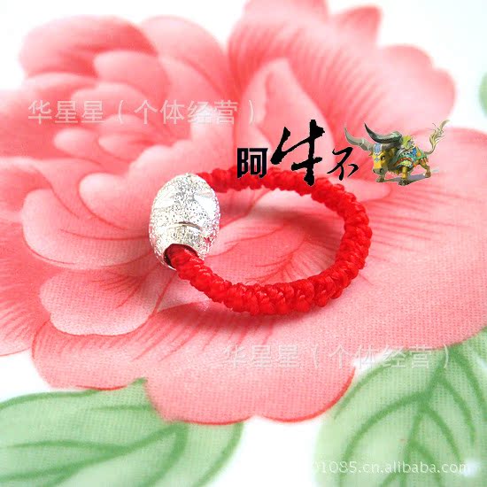 转运戒指弹性指环镀金仿黄金转运珠红绳戒指 地摊义乌小饰品批发