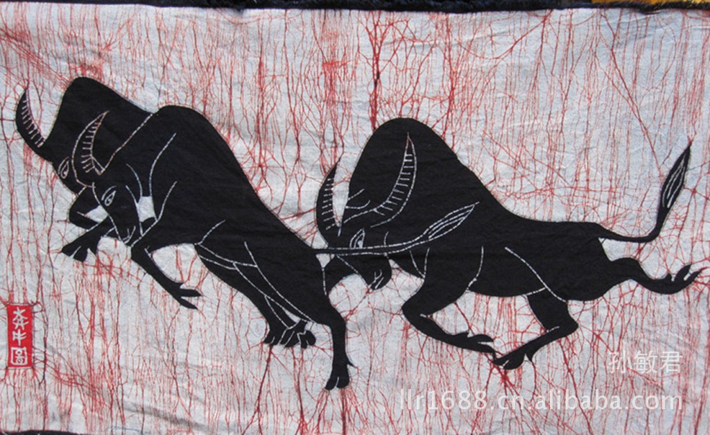 蜡染布画壁挂 迎亲 手绘手染 婚庆礼物