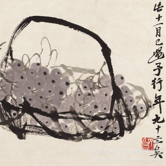 【高仿复制中国历代书画珍品】齐白石葡萄图齐白石水墨画新中式客厅