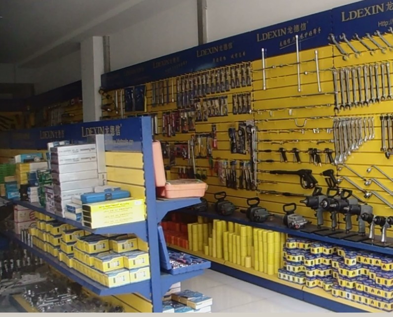 五金产品展示柜 电子产品展示架 孔板展示架 带柜五金工具架