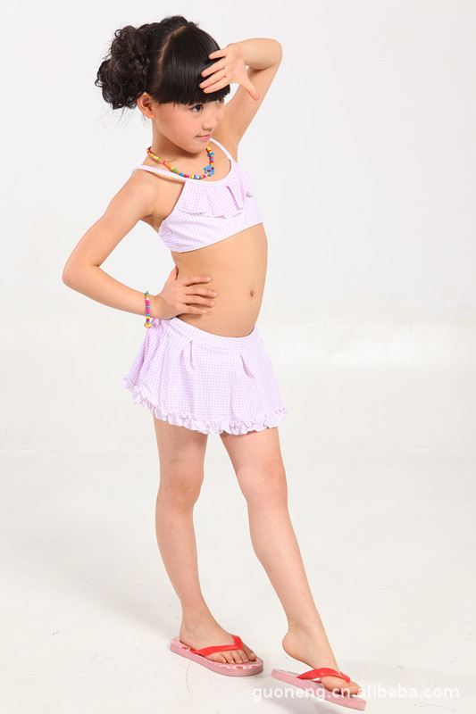 供应新款格子吊带分体儿童泳装 女童泳衣 _比基尼,分体泳衣_列表网