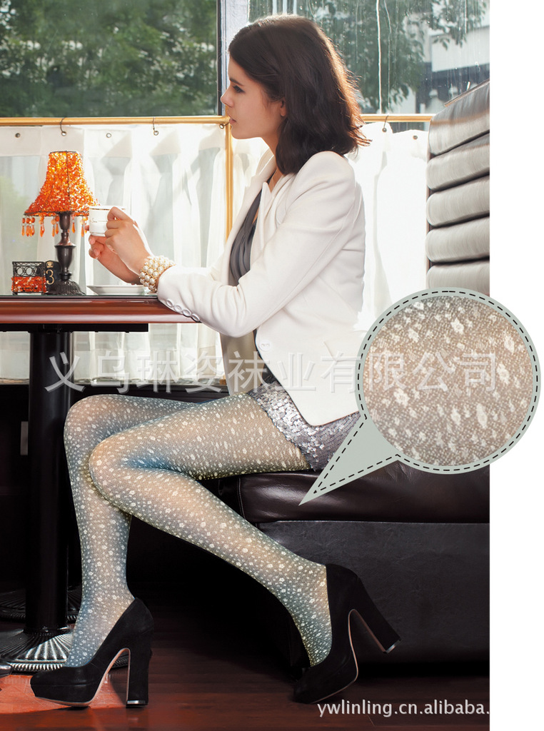 宝娜斯80d百搭满天星提花天鹅绒连裤袜丝袜7299