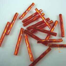 【厂家直销】珠饰品 螺旋大红玻璃长管 135#色 长管子