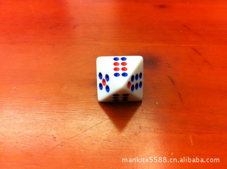 8面点数骰子其中一点面空白,其他是2-8面的点数d8点数色子